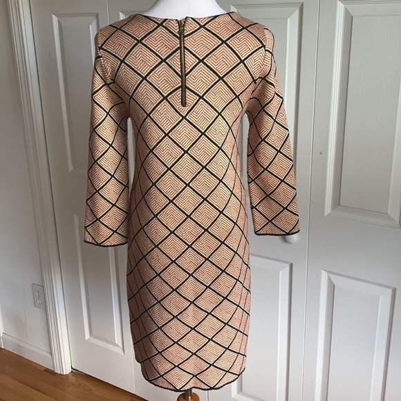 Zara Knit Red, Black & Tan Geometric Print Dress Size Medium - Picture 4 of 10